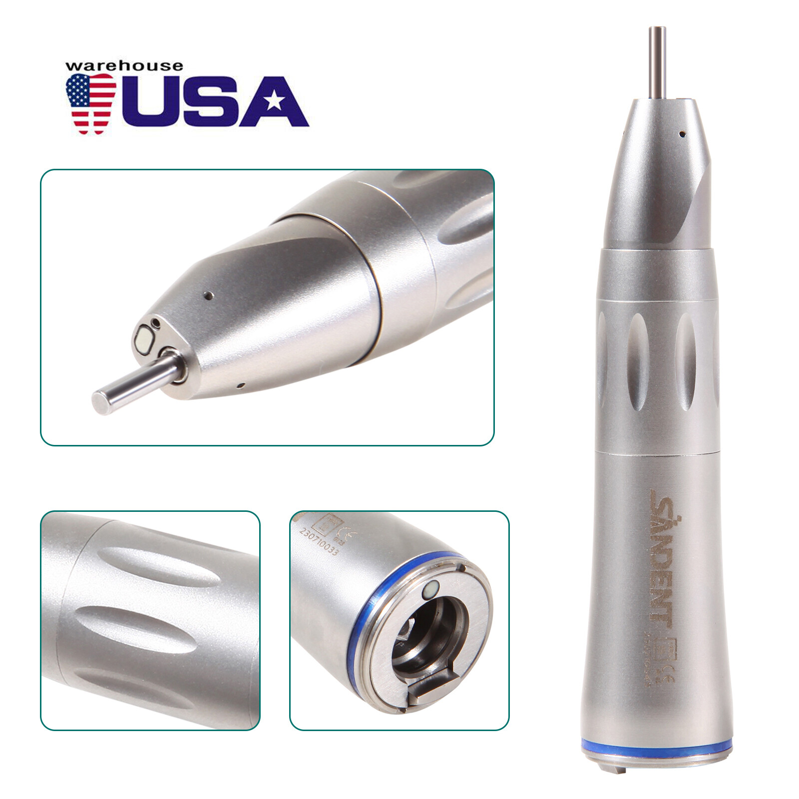 SANDENT Dental 1:1 Fiber Optic LED Surgical Straight Handpiece Nose Cone DL