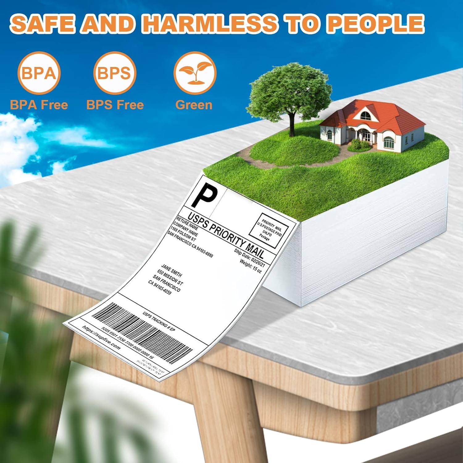 500-10000 4″x6″ Fanfold Direct Thermal Shipping Labels for Zebra & Rollo Printer