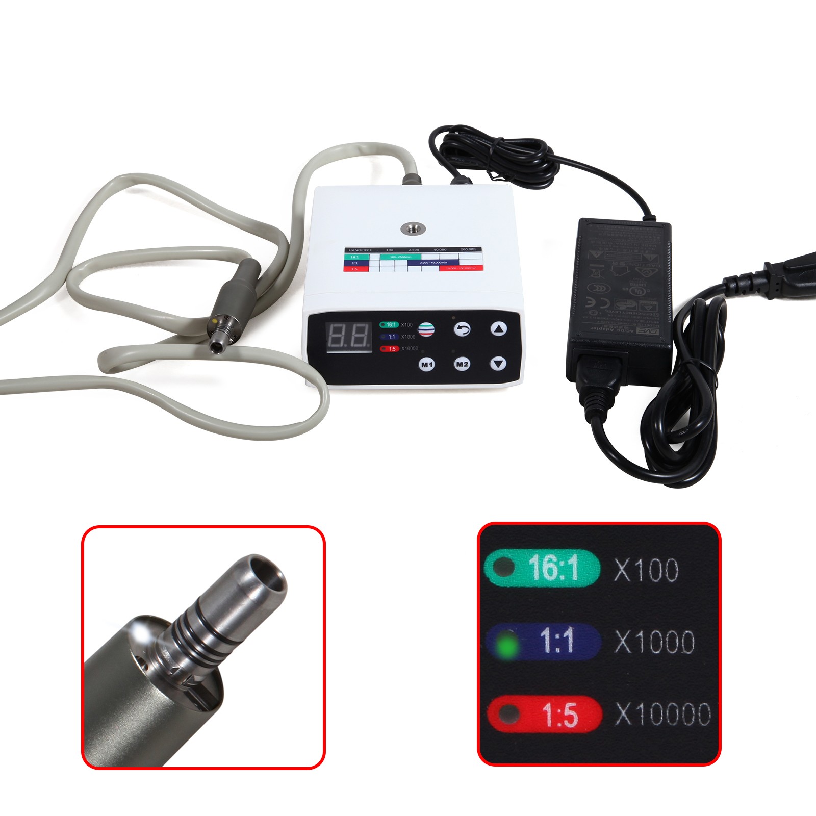 LED Electric Brushless Micro Motor/1:5 Fiber Optic Increase Contra Angle SANDENT