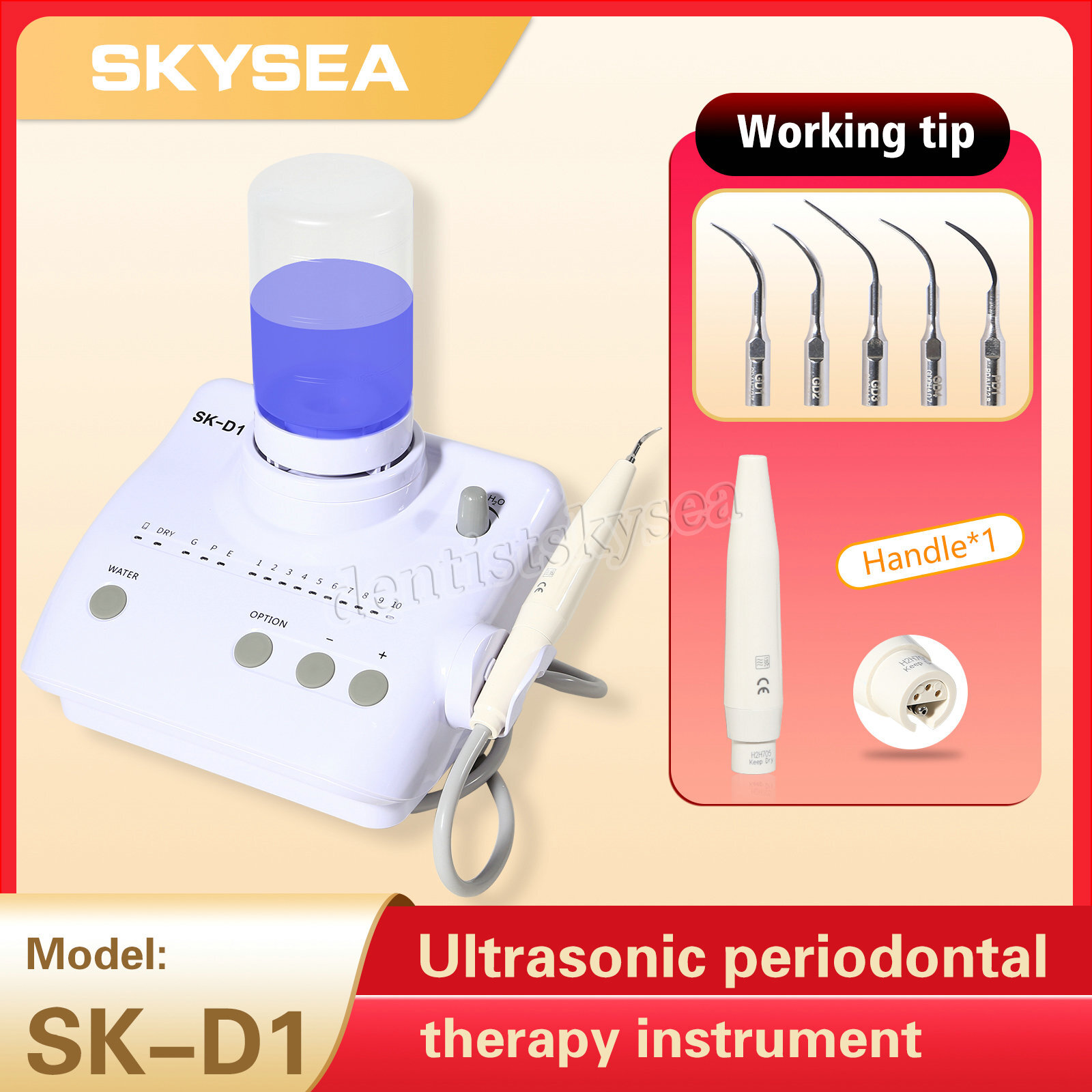 Portable Dental Ultrasonic Piezo Scaler fit DTE handpiece w/ 2*Bottles SK-D1 NEW