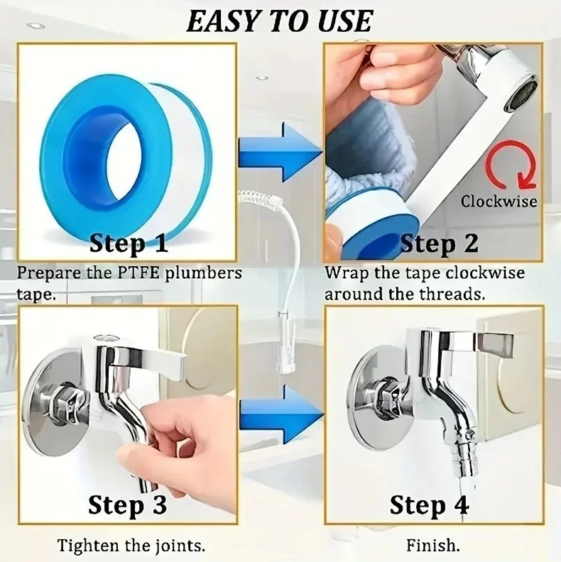 10pcs White PTFE Thread Seal Tape 14mm Plumbing Leak Proof Pipe Tape – NEW