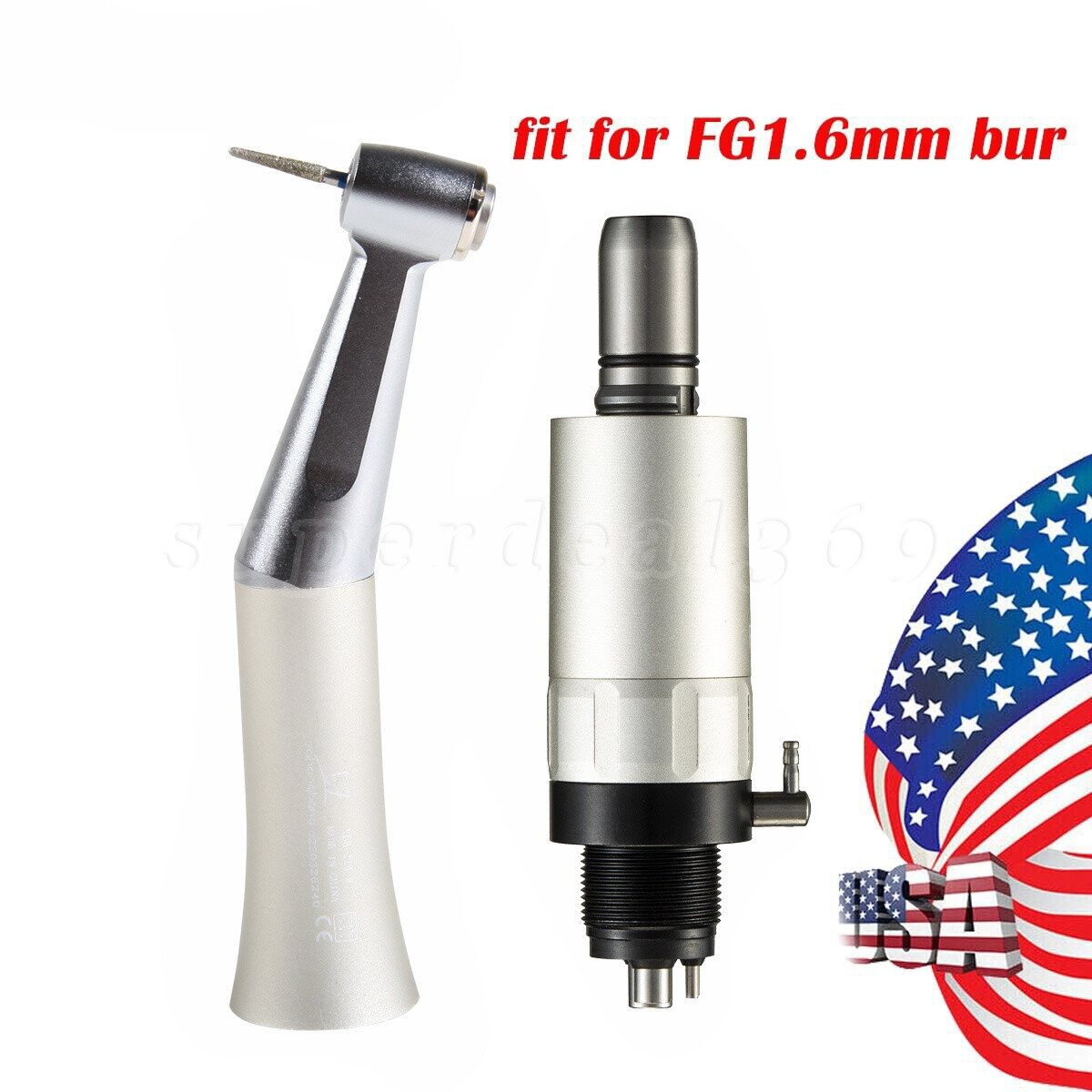 Dental Low Speed Handpiece Contra Angle fit FG 1.6MM Burs Air Motor 2/4 Holes