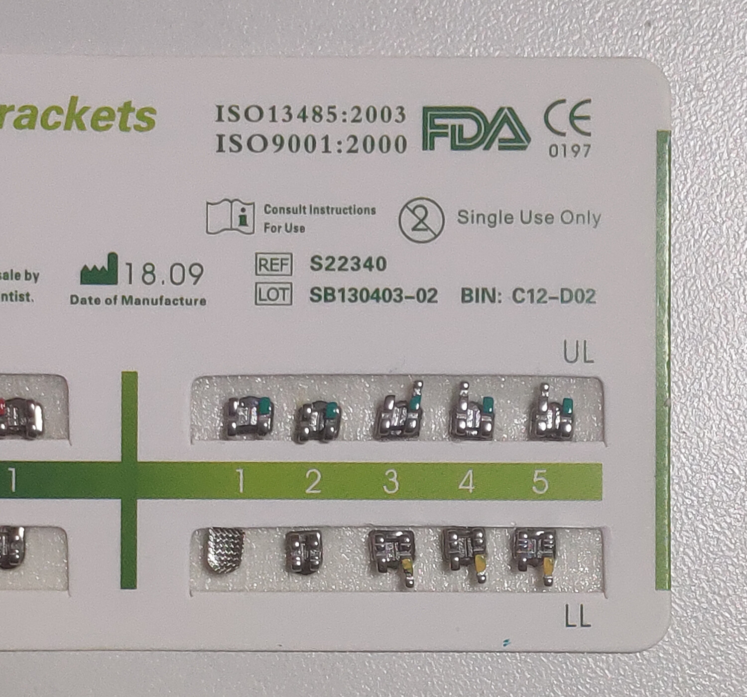 10Sets Dental Ortho Metal Brackets Mini Roth/MBT 022/018 345 hooks Mesh Base