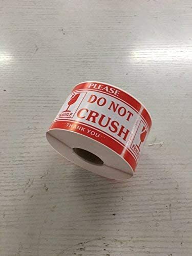 500 Per Roll 2×3 Fragile DO NOT CRUSH Stickers, Easy Peel and Apply
