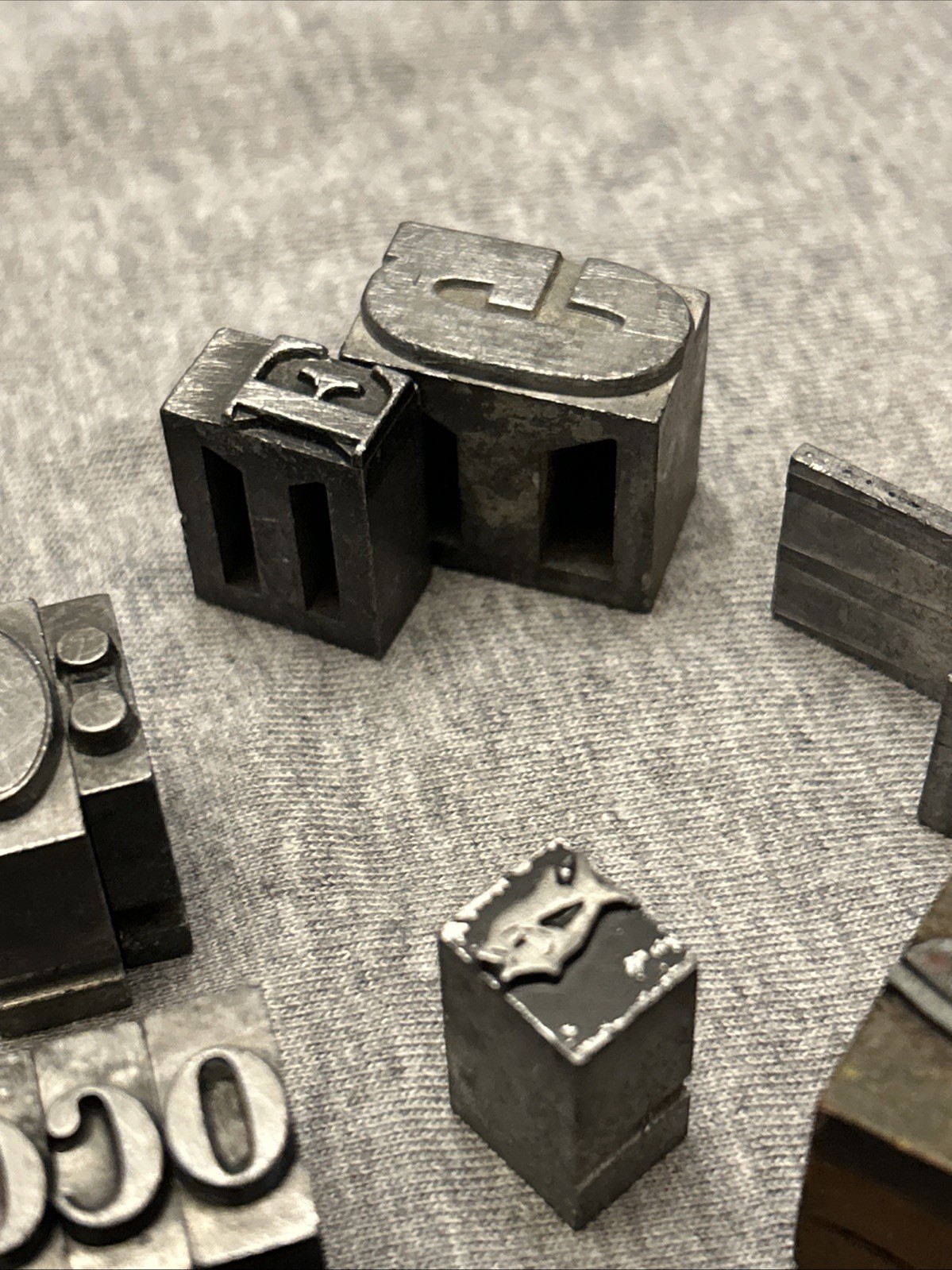 Letterpress Printing Block Mixed Lot Letters, Numbers, Symbols, BB & S Chicago