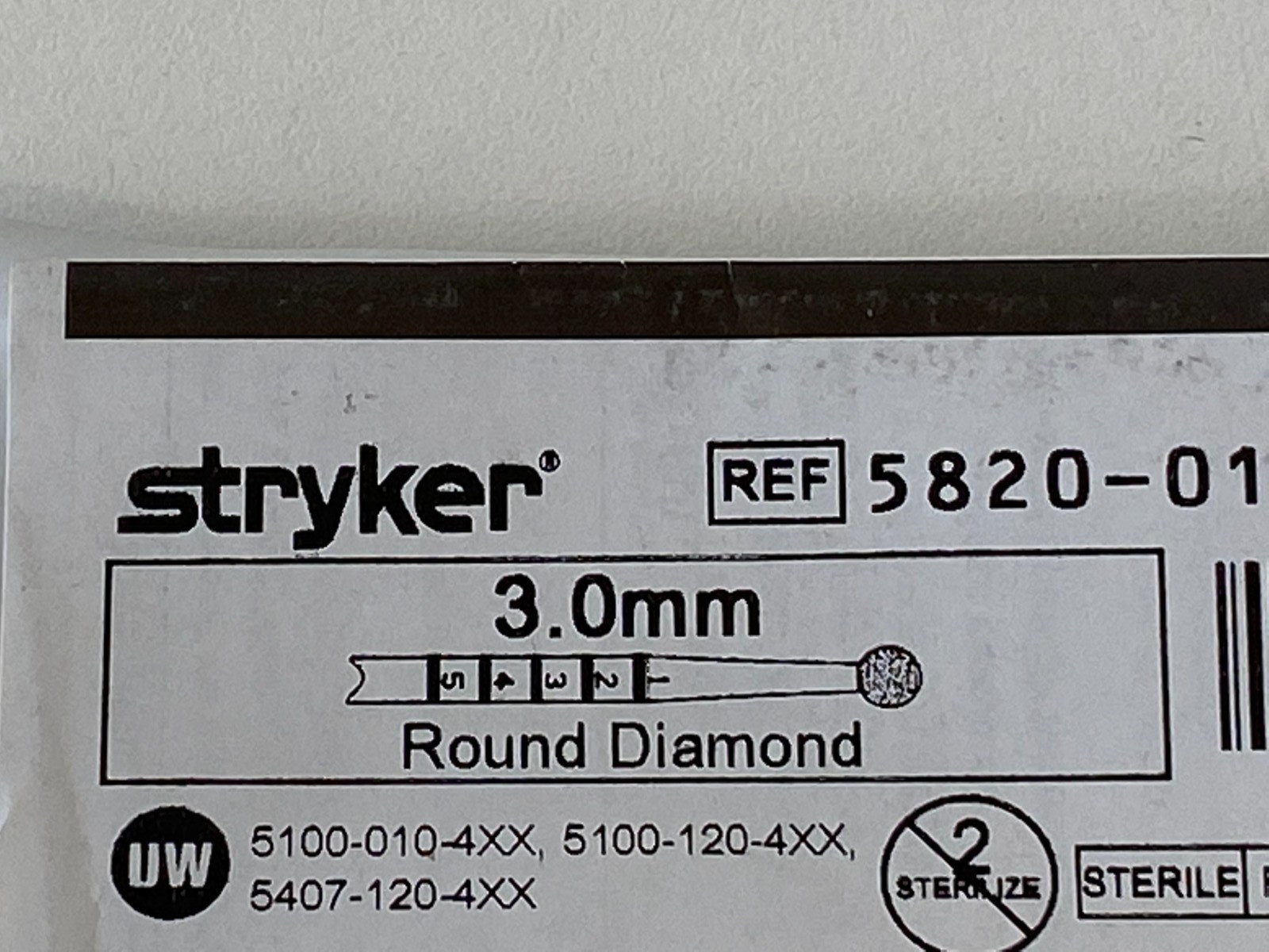 STRYKER 3.0mm Round Diamond 5820-012-030D Exp.2027-07 (*CC29*)