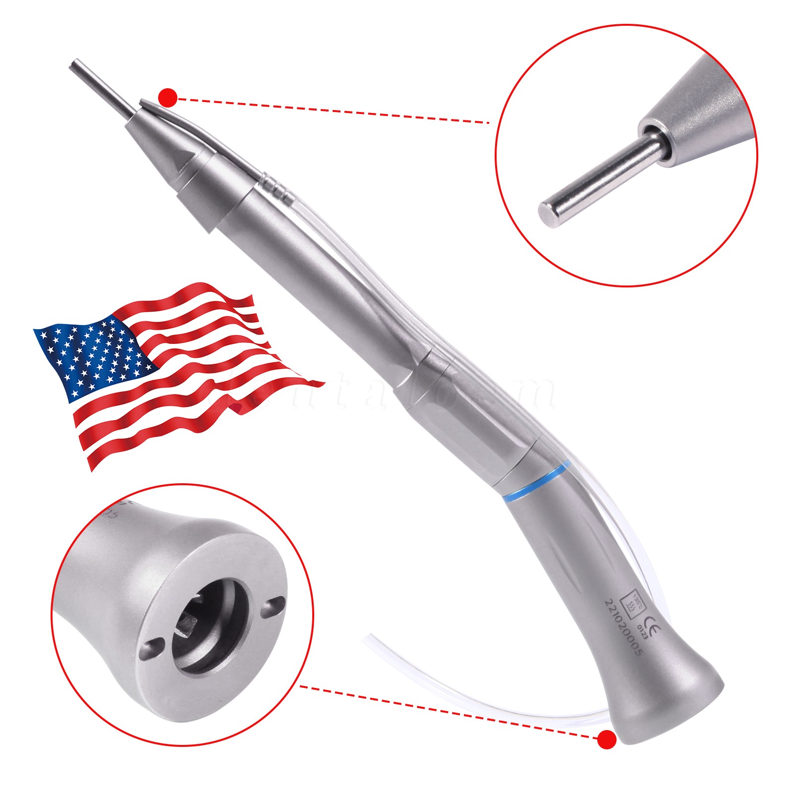 Surgical Dental 20 Degree Straight Head 1:1 Direct Drive Operation Handpiece