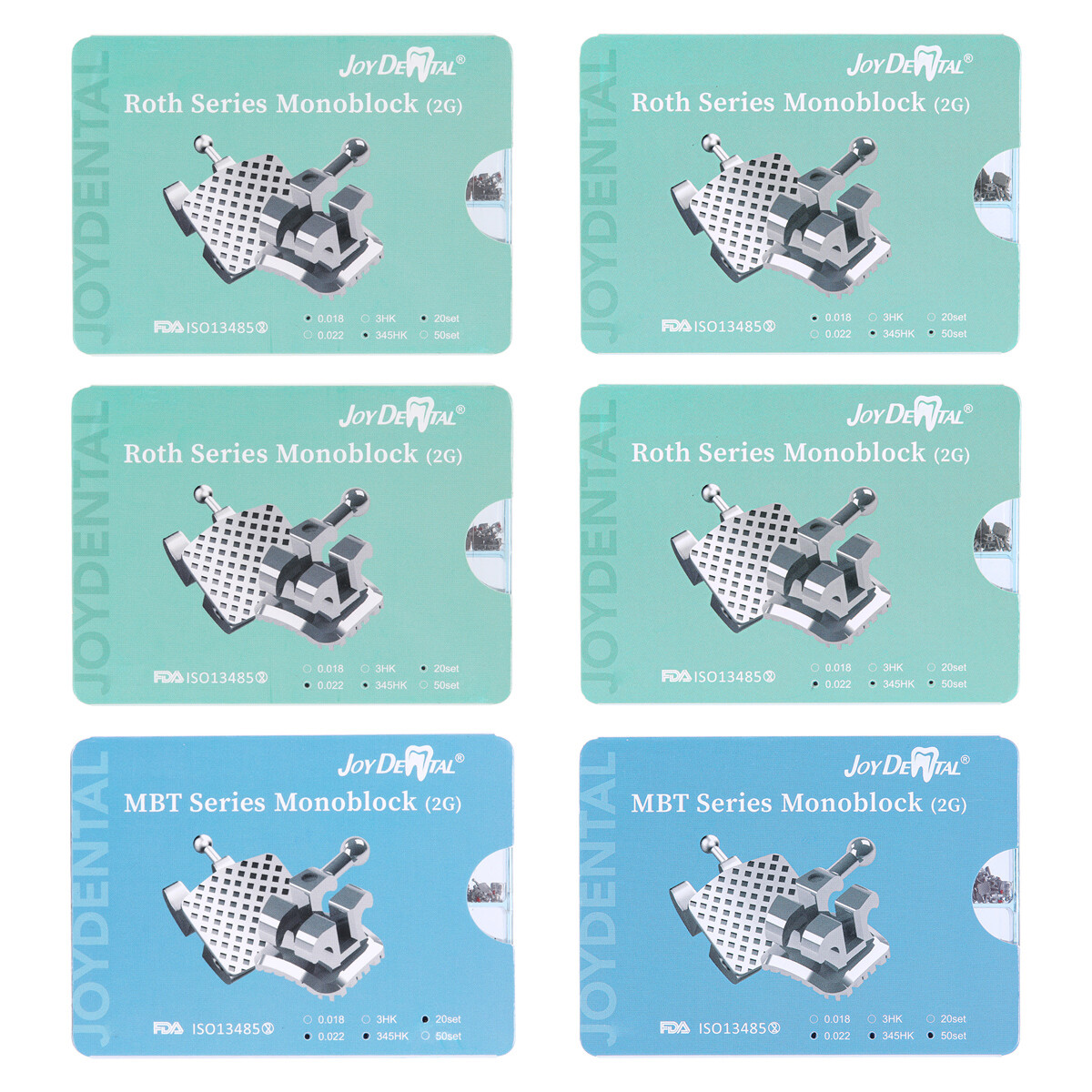 AZDENT Dental Orthodontic MIM Monoblock Brackets Brace MBT/Roth Hooks Mini 345