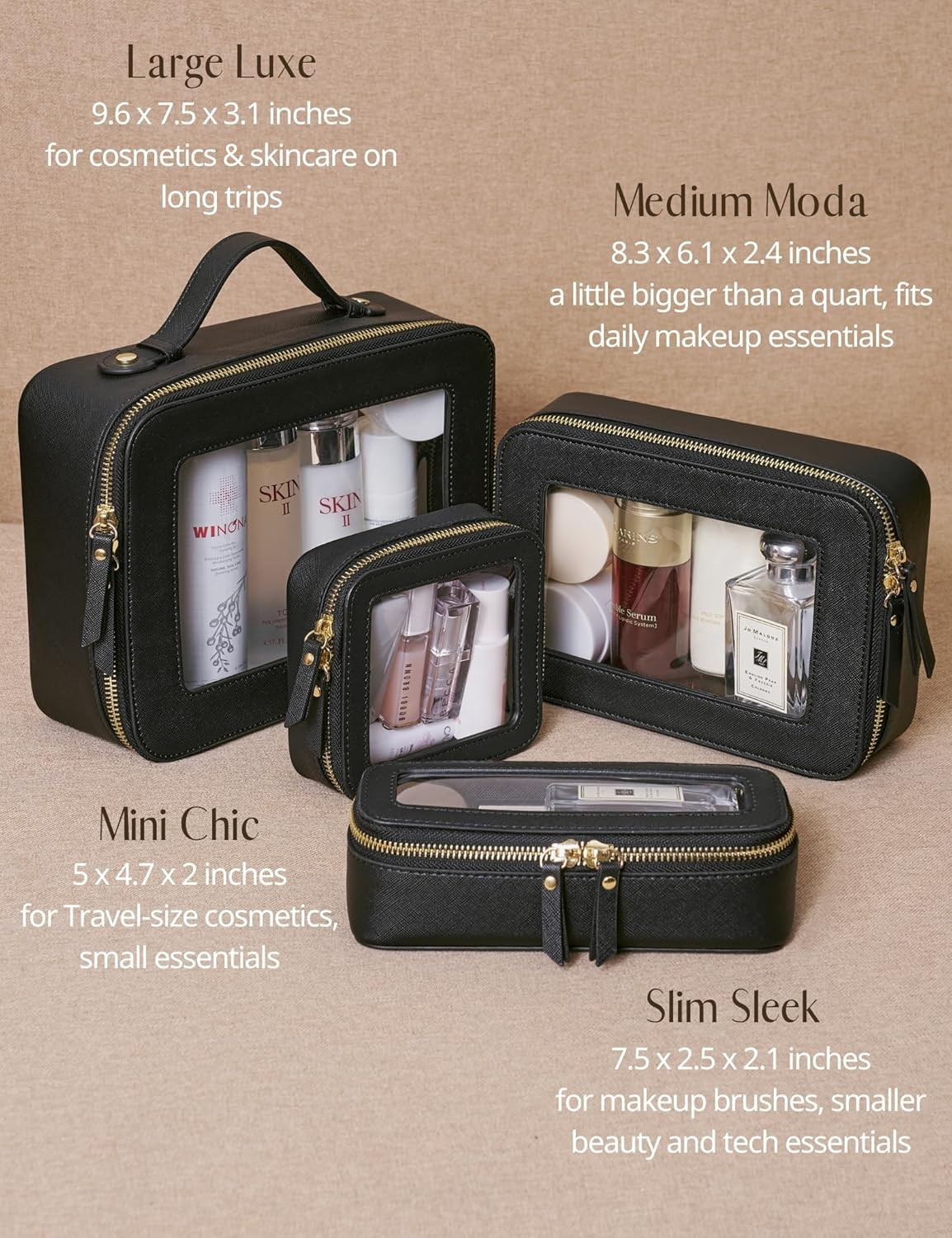 Clear Makeup Bag Travel Cosmetic Case Transparent Toiletry Bag with Zipper, Port