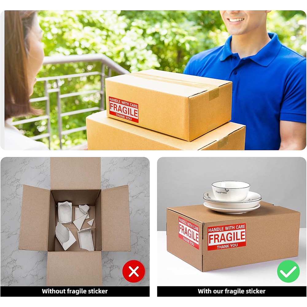 1-40 Rolls 3″x5″ Large 500 Fragile Labels Handle with Care Thank You Stickers US