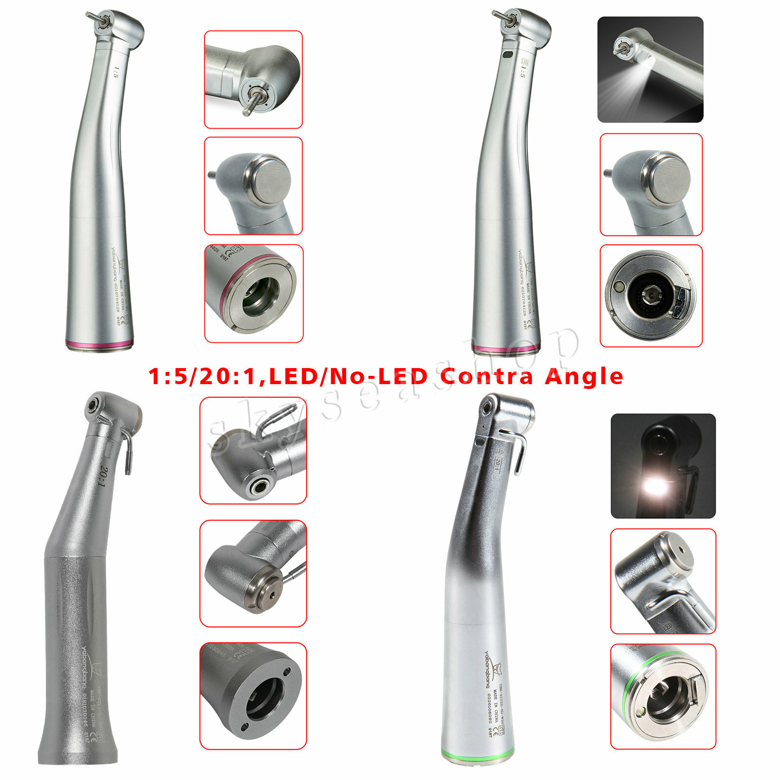 Dental 1:1 1:5 20:1 (LED Optic) Contra Angle Handpiece fit KaVo NSK Sirona bw