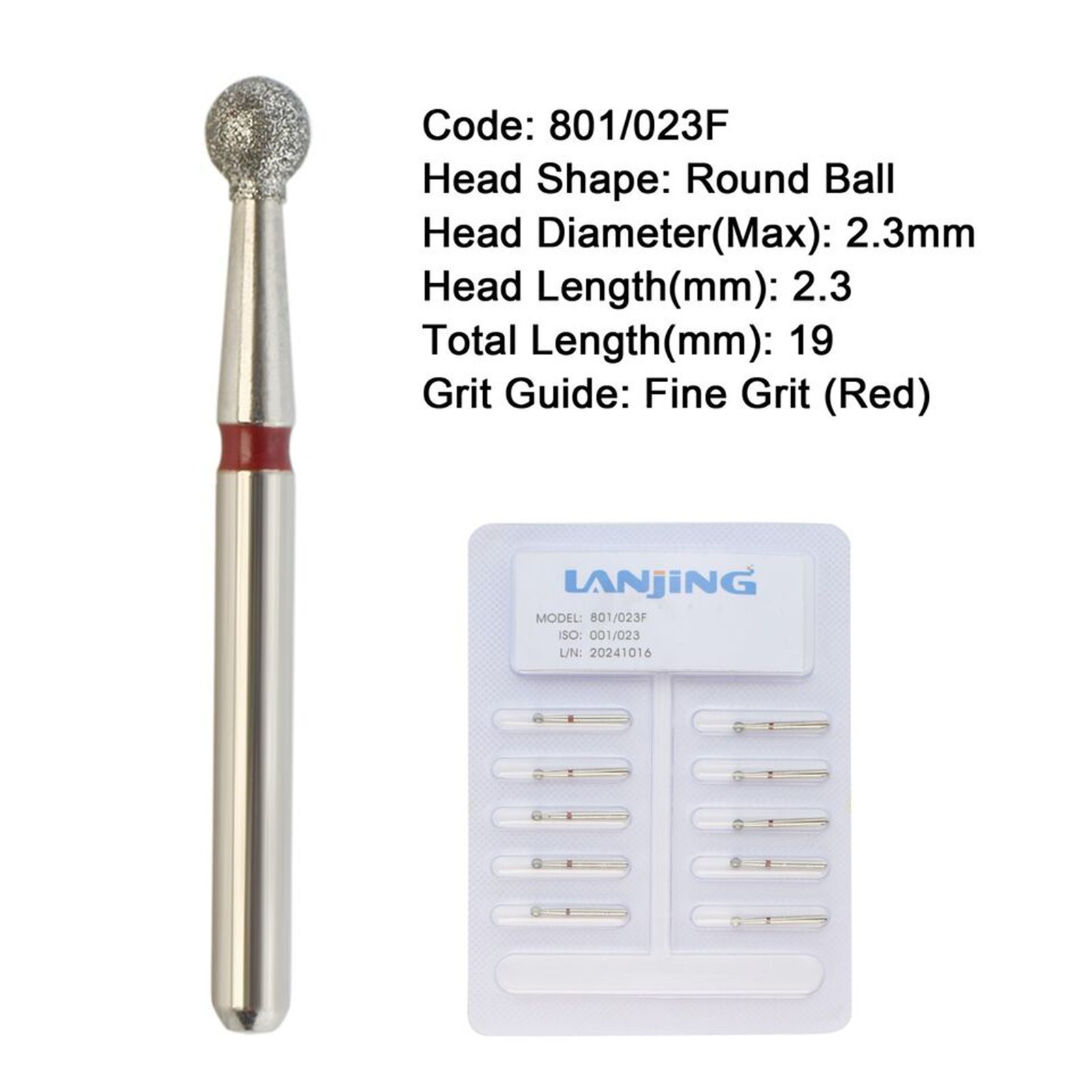 Dental Burs Diamond Round End Taper Surgical Long Ball Barrel FG for High Speed