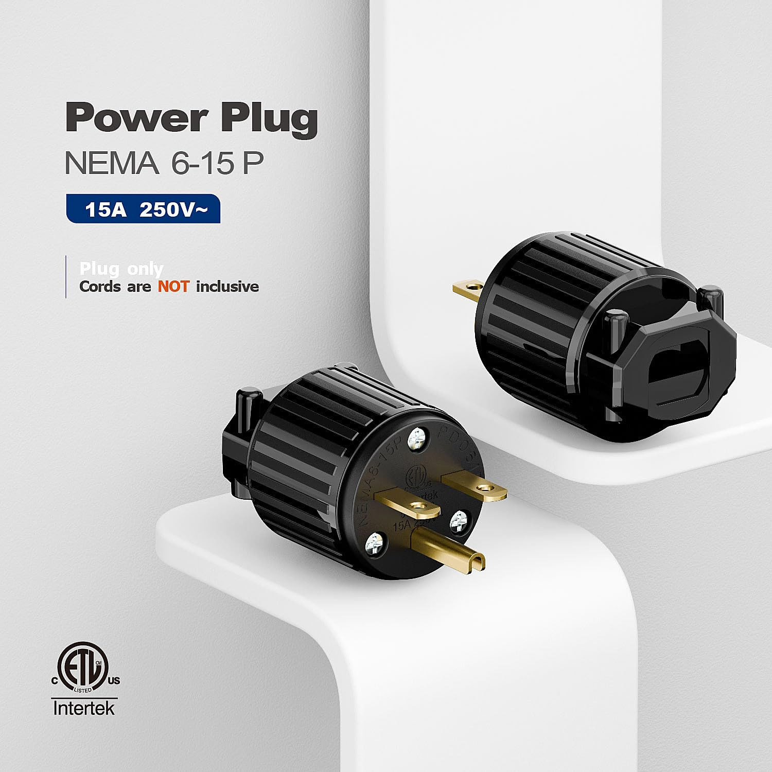 NEMA 6-15P Male Plug, ETL Listed 15AMP/250VOLT,15A Straight DIY Male, Usa/Canada