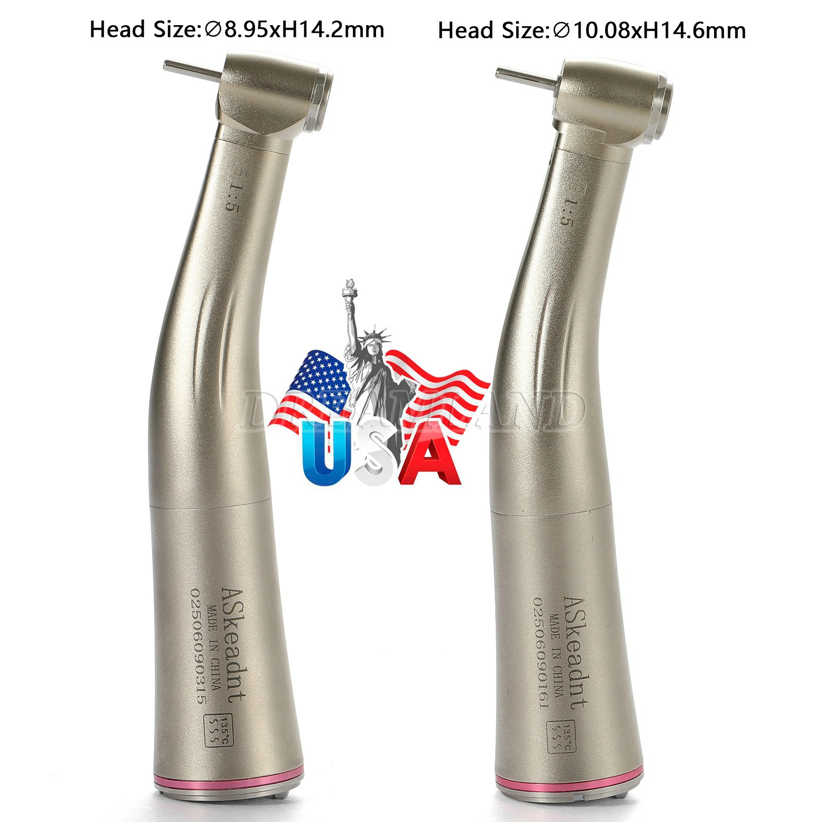 Dental LED 1:5 Contra Angle Fiber Optic Handpiece Mini / Standard Head 2 Colors