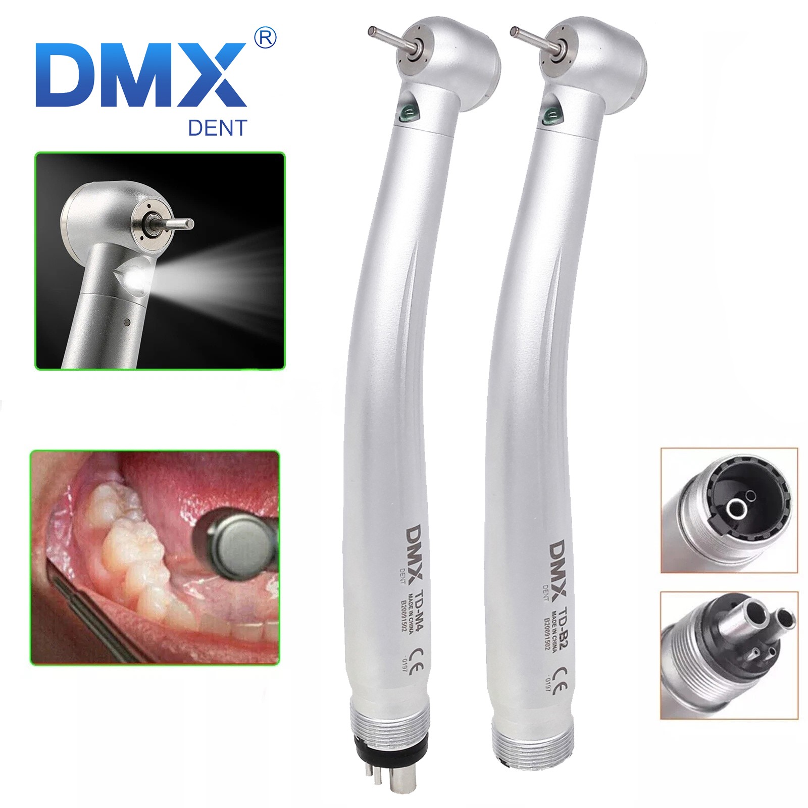 Pieza de mano LED turbina alta velocidad fibra óptica dental estilo NSK 2/4 Hole