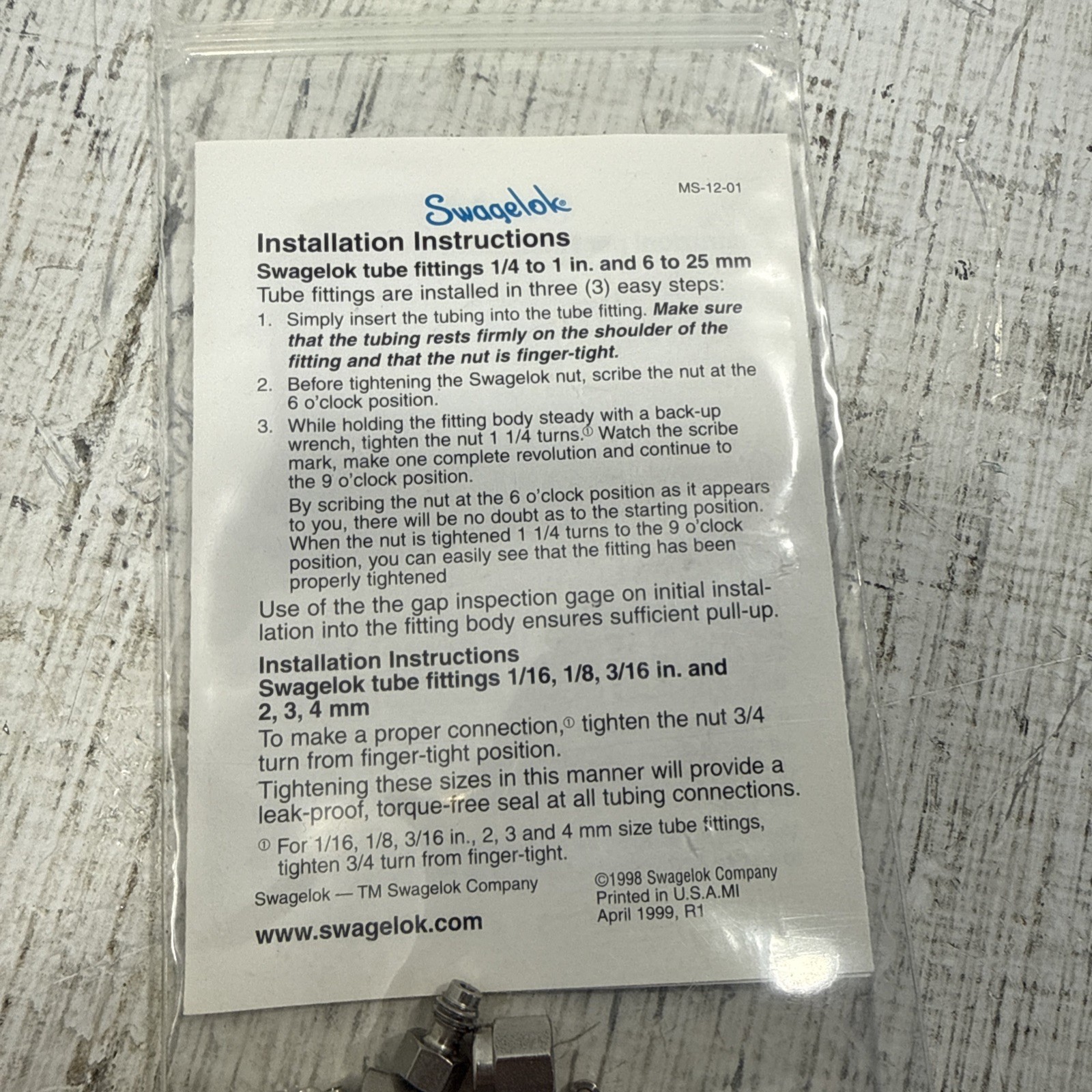 NEW Supelco 2-2052 1/16” S.S Zero Dead Volume Union Swagelok No. GC 100-6 NIB