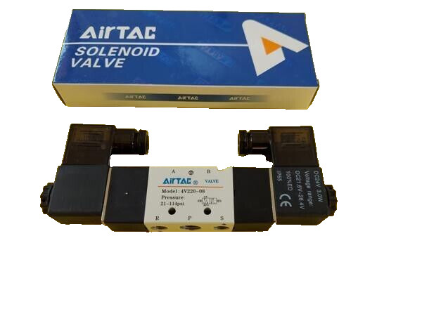 Airtac Solenoid Valve, Model 4V220-08BT, 24VDC, NPT pipe threads, USA stock