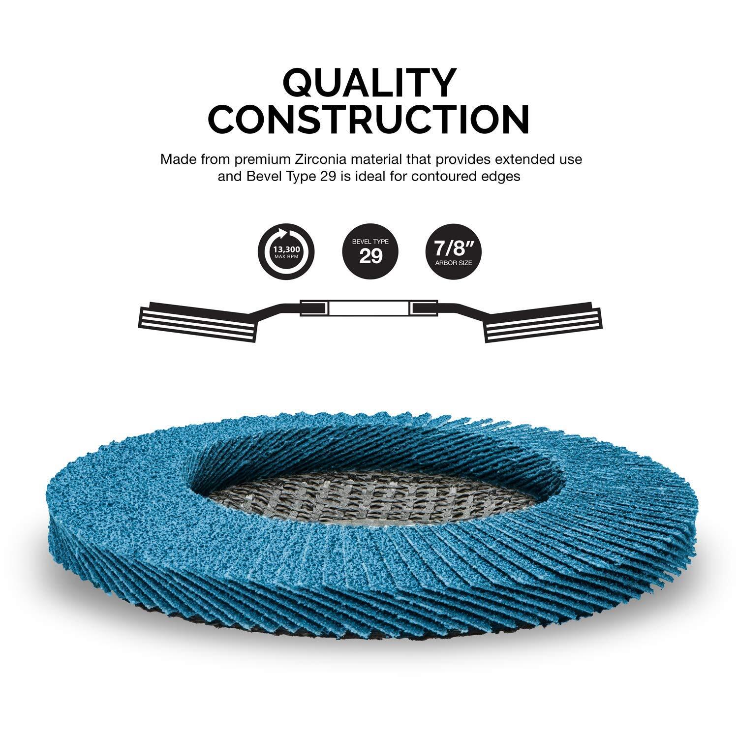 Zirconia Flap Discs 4-1/2 for Angle Grinder 40 Grit Flapper Wheel 10 Pack