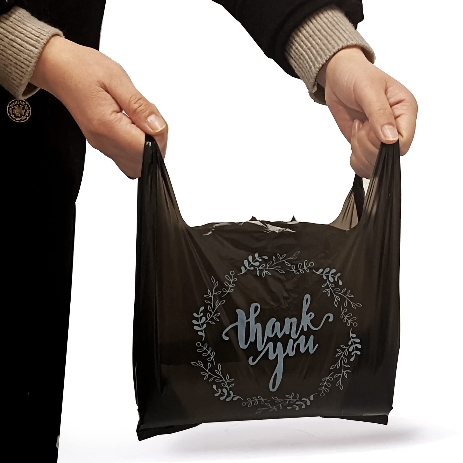 TOSPARTY 100PCS Black Thank You T-Shirt 1 Count (Pack of 100),