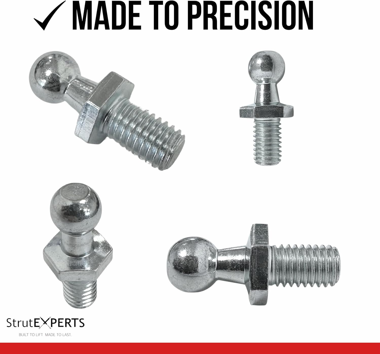 M8 Ball Stud 10mm (3/8″) for Lift Supports – Gas Strut End Fitting, 1/2″ Thread
