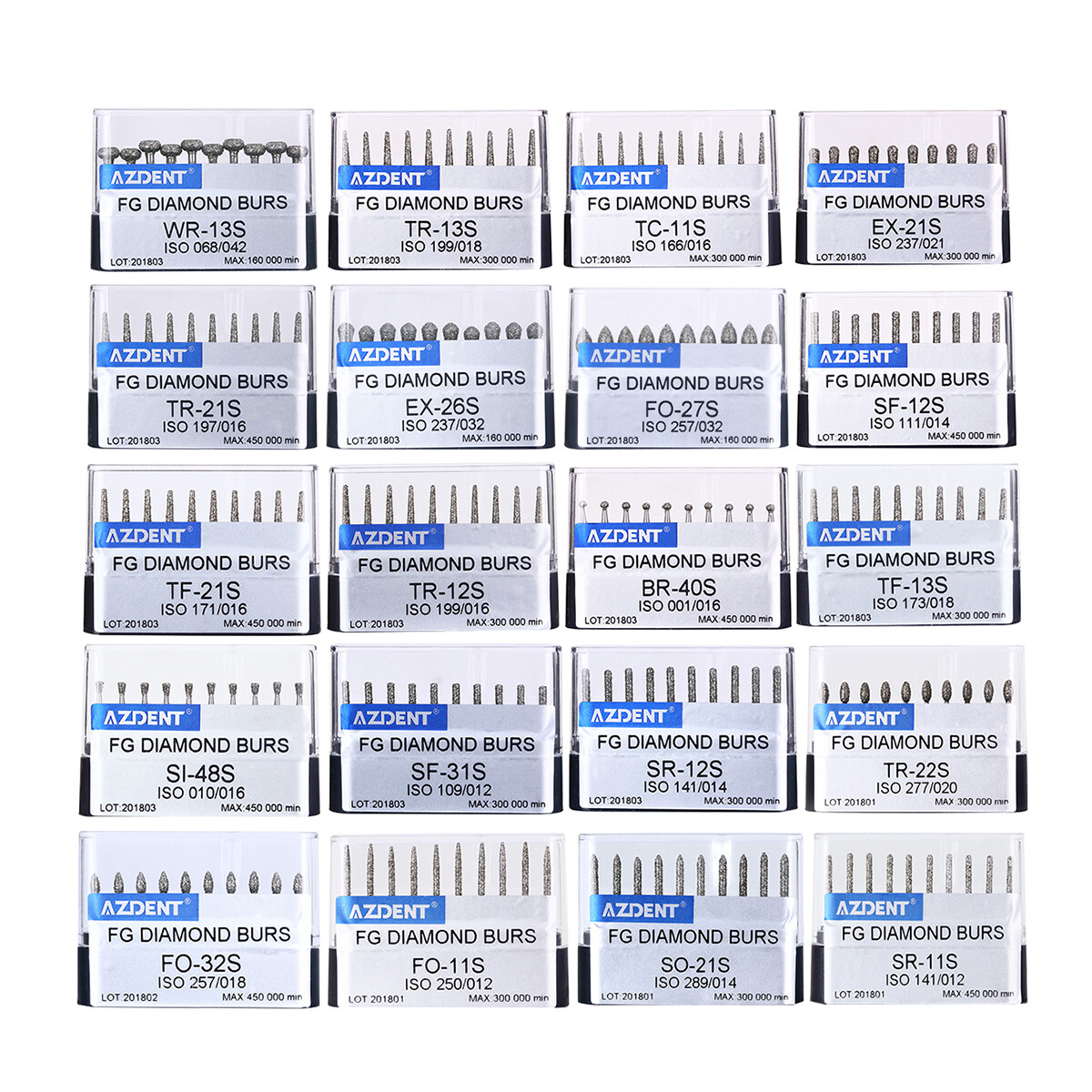 AZDENT Dental Diamond Burs Drills FG Burs for High Speed Handpiece