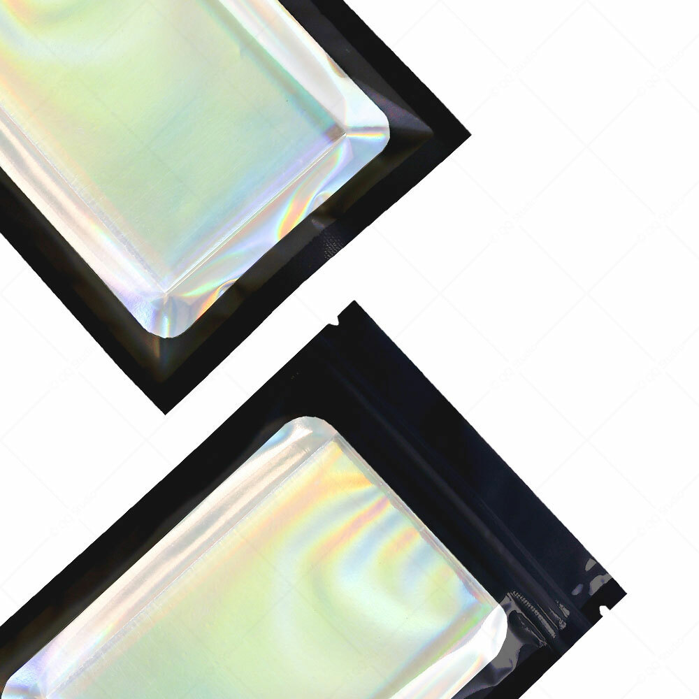 Multi-Size Double-sided Black Glossy Foil Mylar Flat Zip Lock Bag w/Front Window