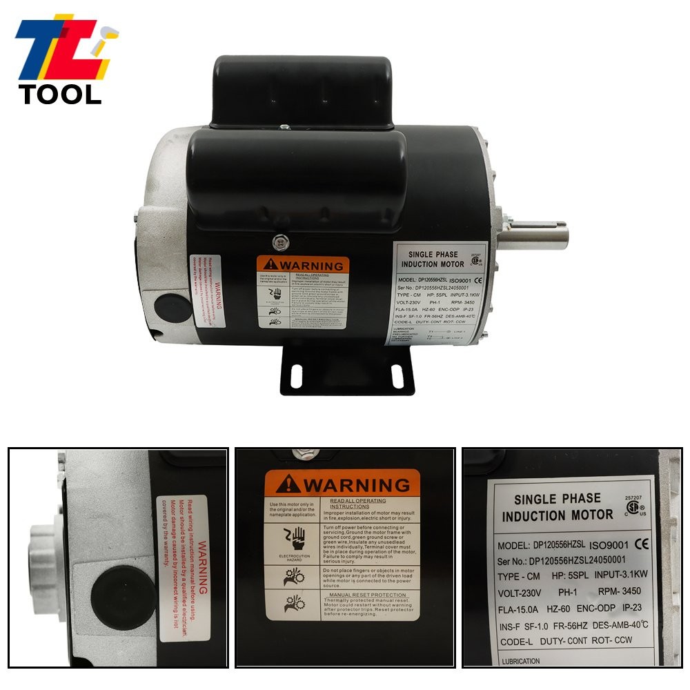 5HP 56HZ SPL Air Compressor Motor 3450 RPM Single Phase Electric Motor 230V 7/8″