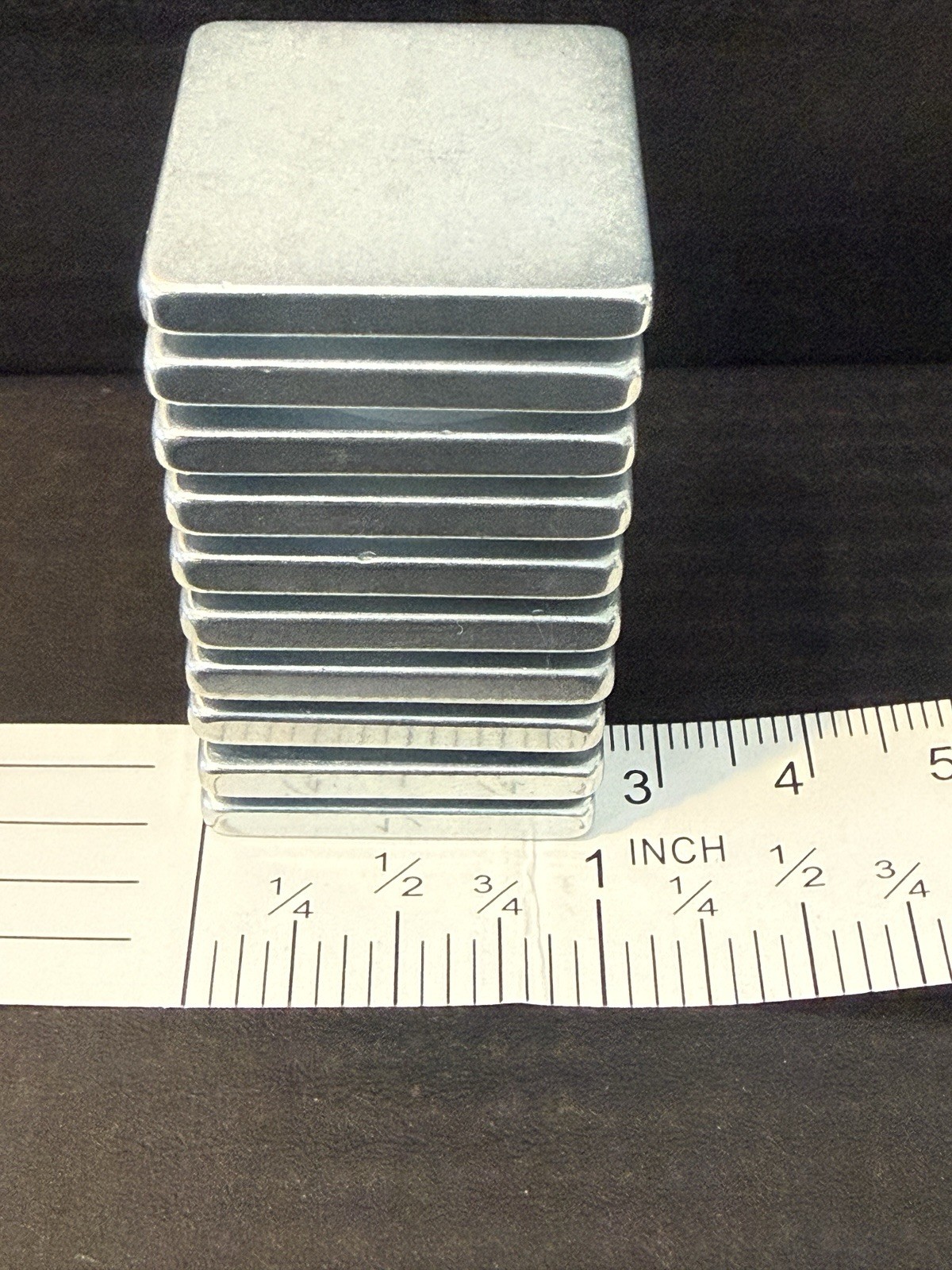 Neodymium Magnets 10 Pack Nickel Coated 1 Inch Square Silver 1”x 1”x 1/8” N42