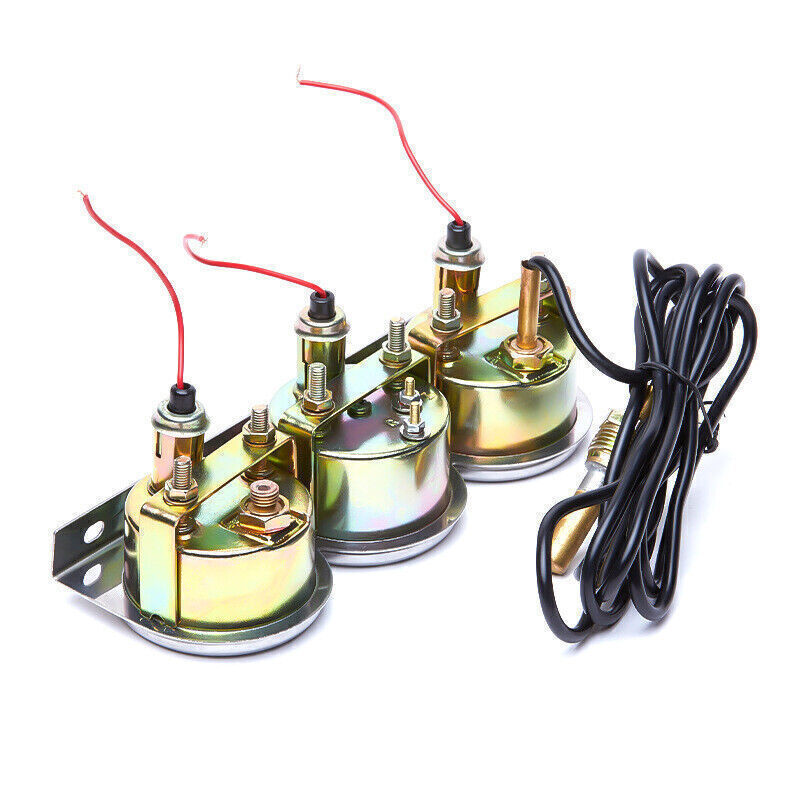 3 in1 52mm 2″ Chrome Car Triple Gauge Set Kit Water Temp Oil Pressure Volt Meter