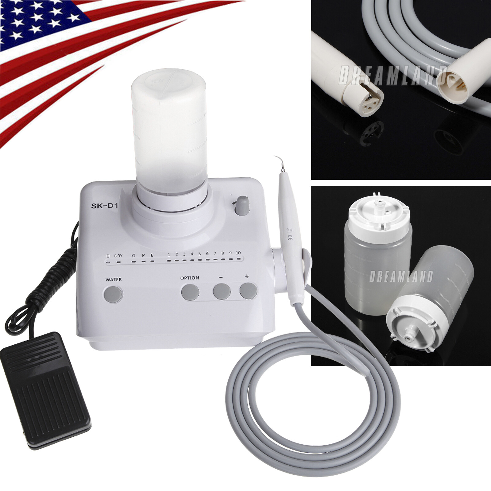 SK-D1 Dental Ultrasonic Piezo Scaler Unit w/ 2*Bottles 5*Tips For DTE SATELEC