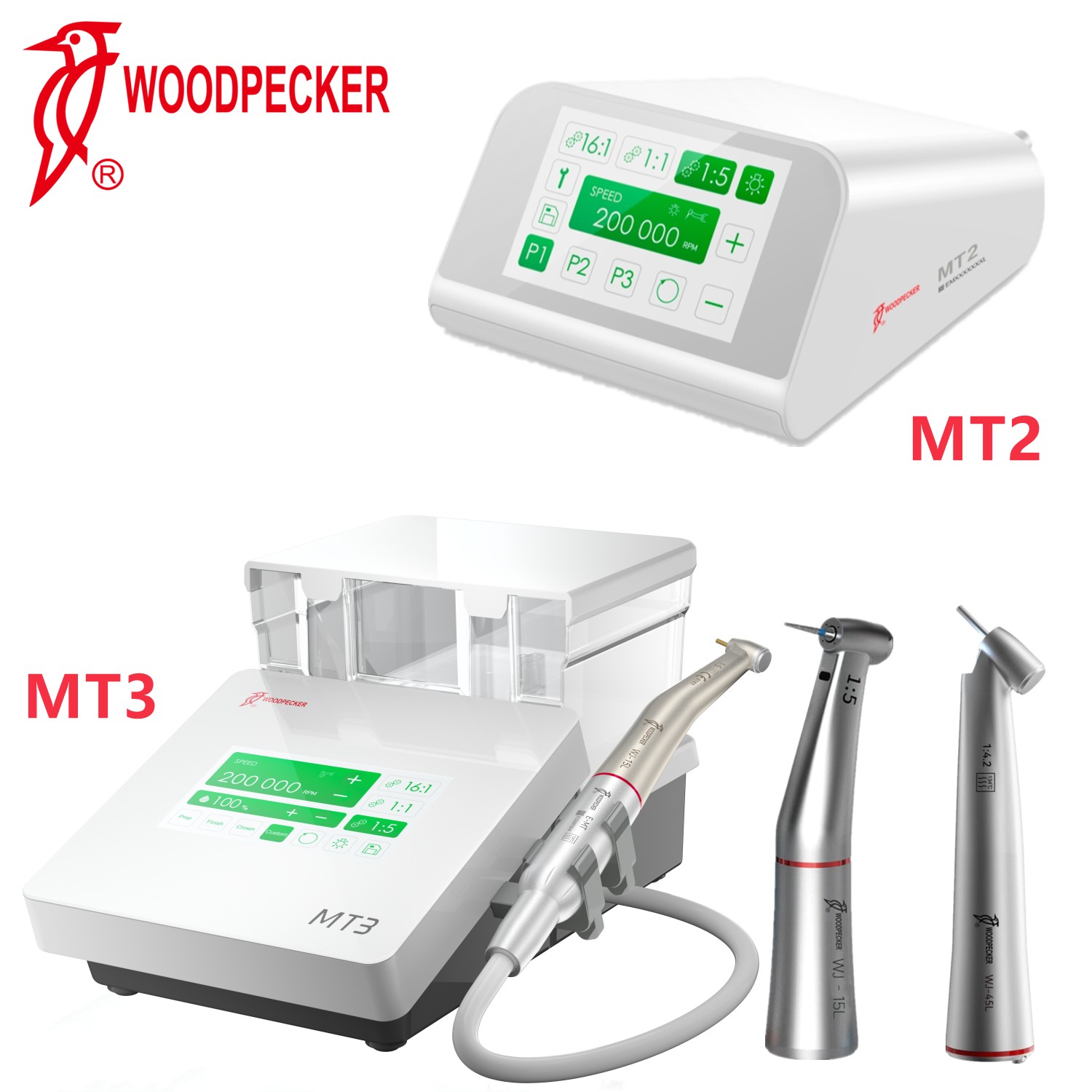 Woodpecker DTE MT2 MT3 Dental Electric Motor + 1:5 Contra Angle Handpiece