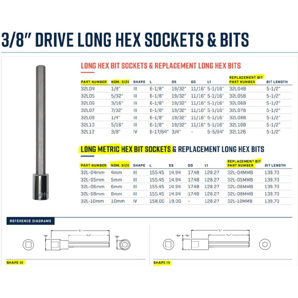 Wright Tool 32L-10MM 3/8″ Drive Long Hex Bit Socket With Bit Metric 10 mm