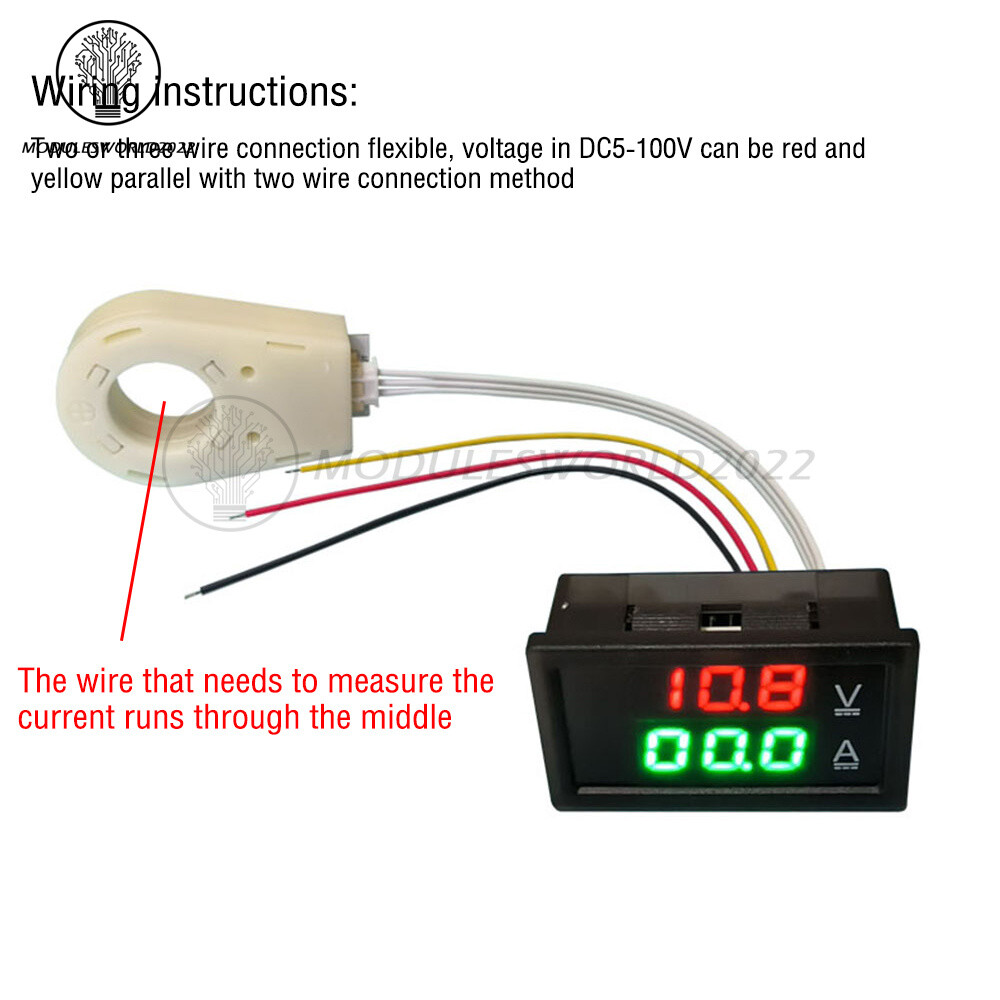 DC0-300V 50/100/200/400A Digital Current Voltage Meter Hall Ammeter Voltmeter