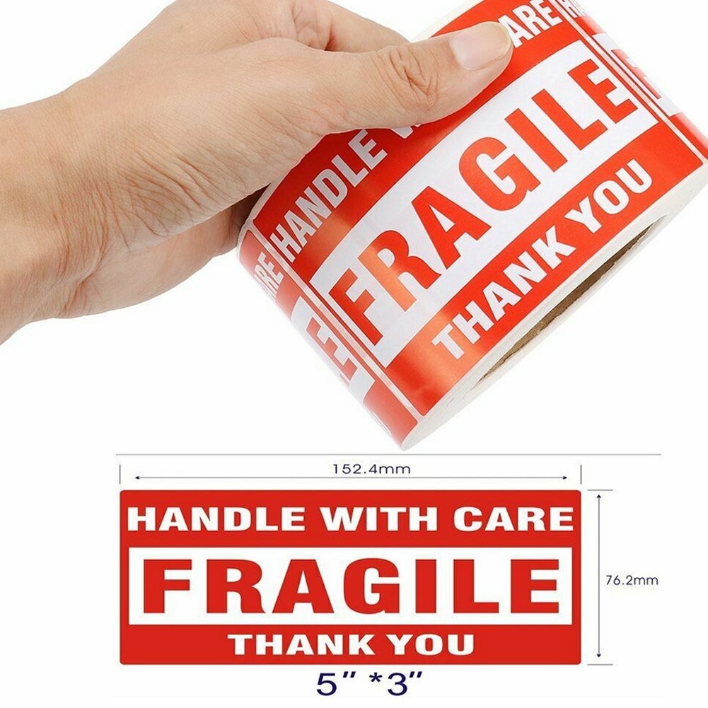 2 Rolls 500/Roll 3×5 Fragile shipping Labels/Stickers Handle With Care Thank You