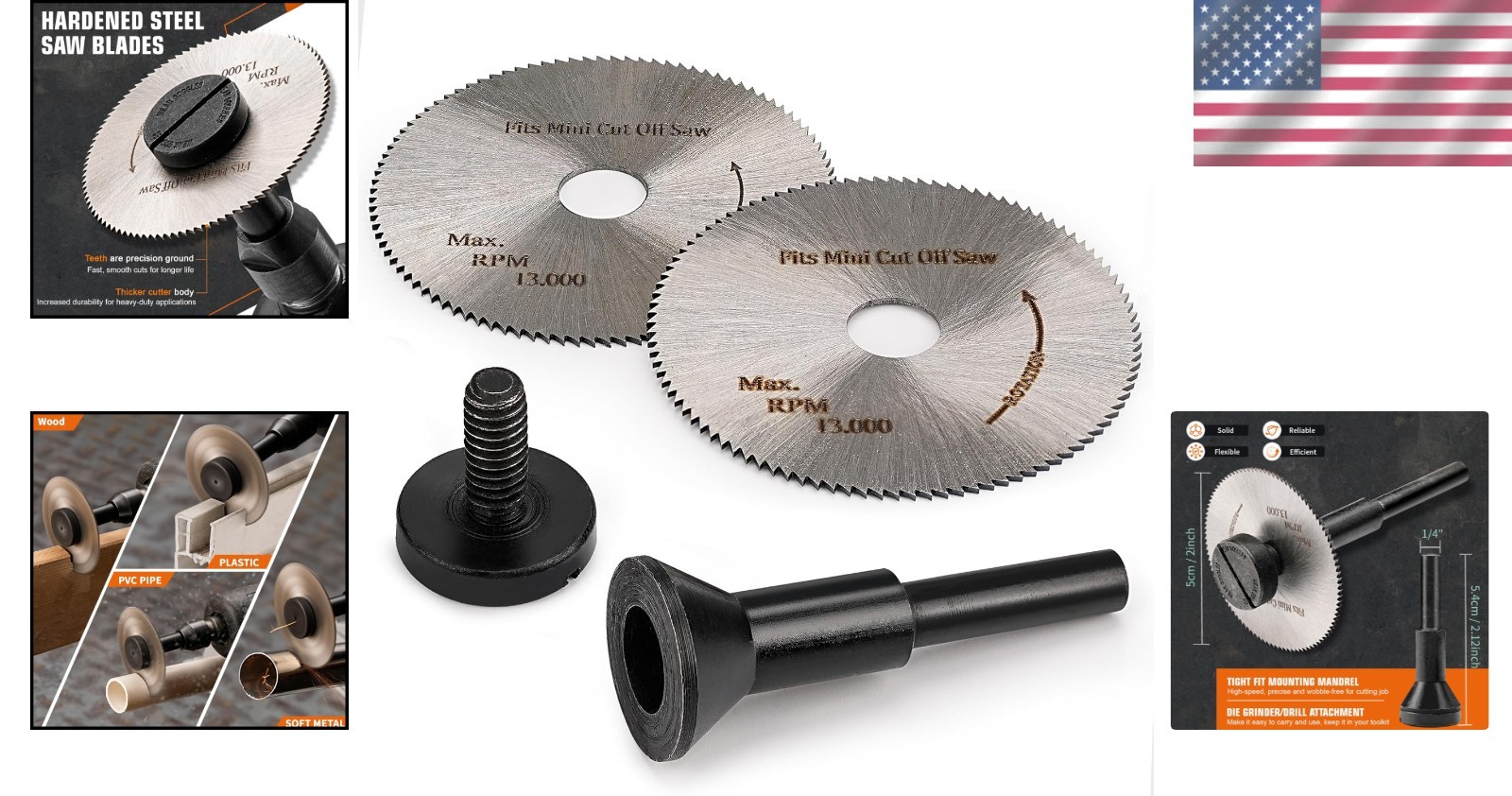 2 Inch Cut Off Wheel with Mandrel 100T Steel Disc for Wood Plastic Metal