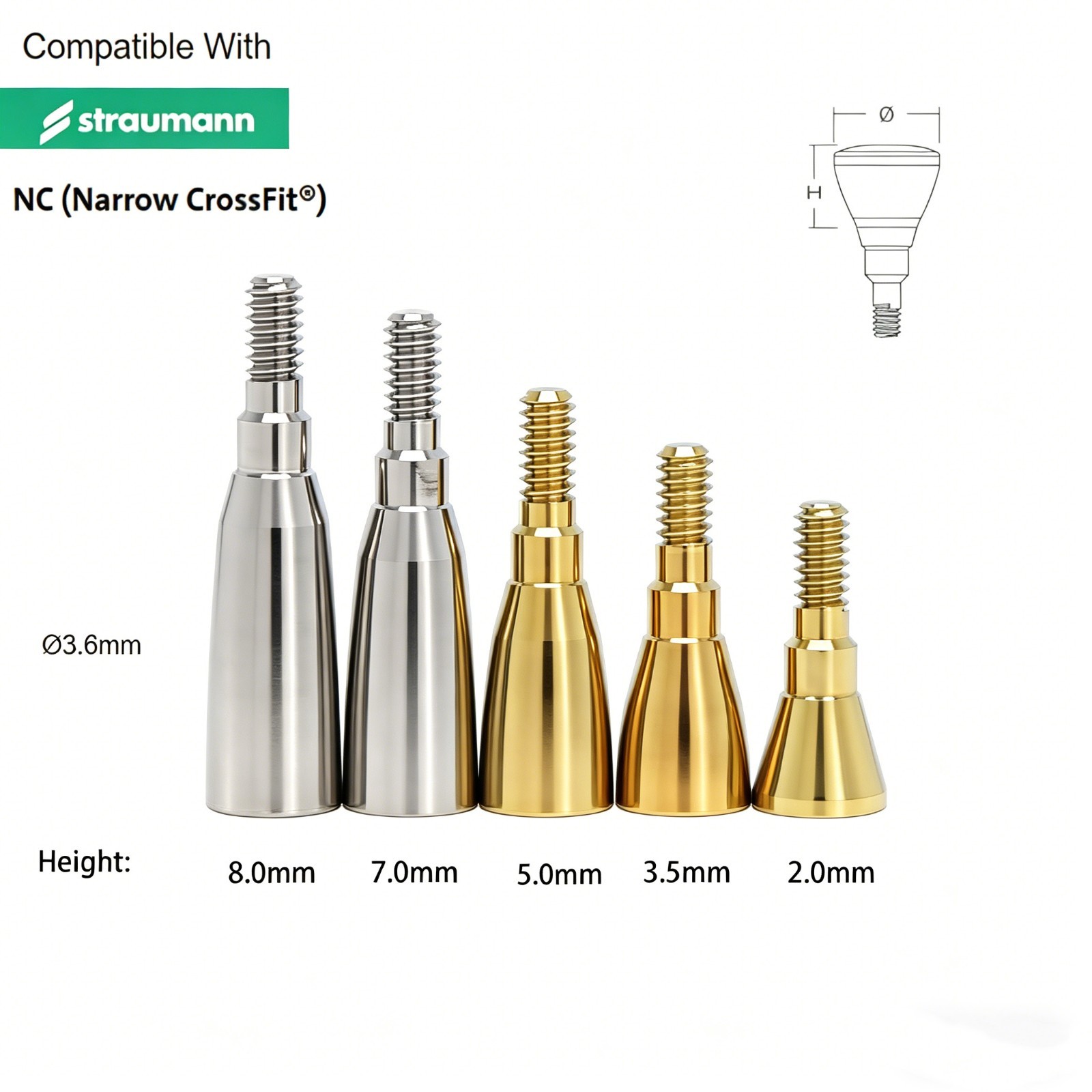 US 10Pcs NC/RC Dental Healing Cap Abutment Fit Straumann ITI BL/BLT D3.3/4.1mm