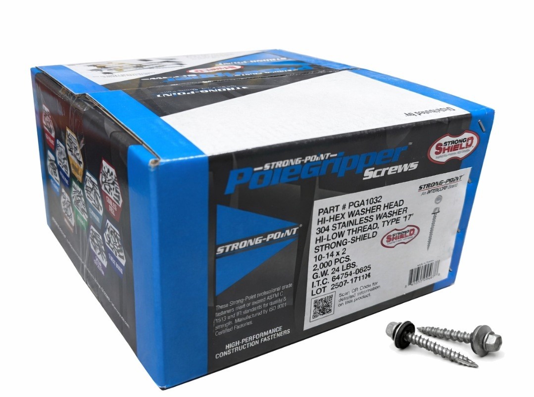 #10 Hex Rubber Washer Head PoleGripper Roofing Screws Galvanized / Coated