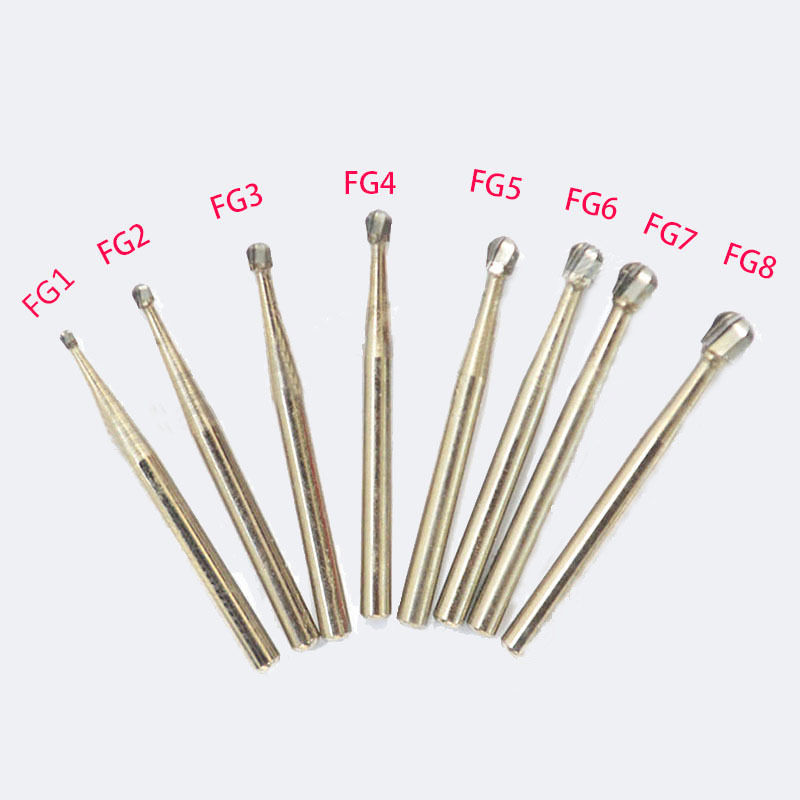 10 Pcs Dental Carbide Burs Ball Round Type FG #1 #2 #3 #4 #5 #6 #7 #8 Handpiece