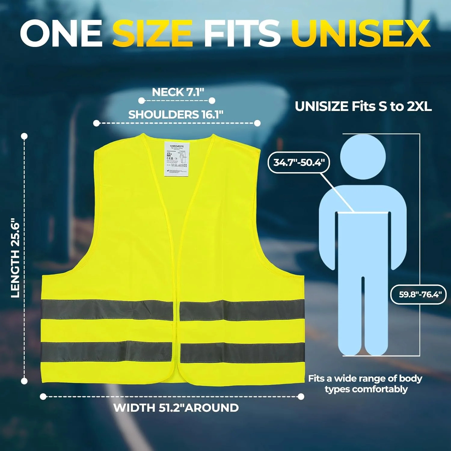 10 Pack Yellow Safety Vests, Bulk High Visibility Vest for Men / Woman, Adult Re