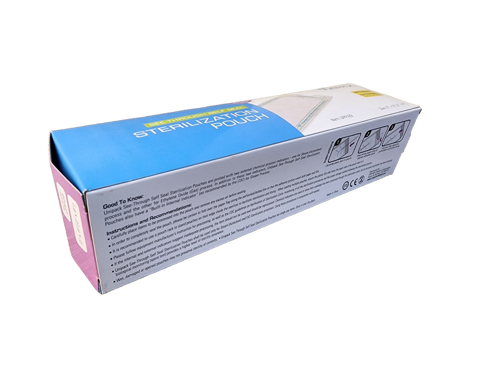 DENTAL MEDICAL INSTRUMENT STERILIZATION POUCHES SELF SEALING 2 x 9 (2 x 8)