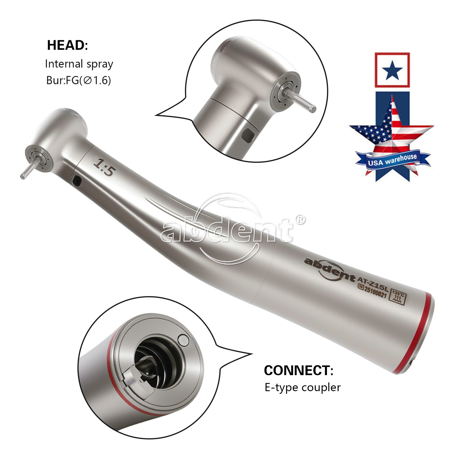 1:5 Increasing Contra Angle Fiber Optic Handpiece for Electric Motor AbDent PR