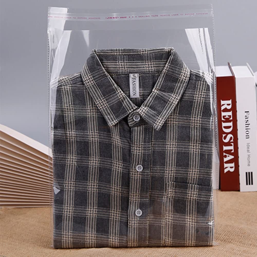 100CT 12×16″ Self Adhesive Sealing Cellophane Bags Large Clear Tshirt Sheets