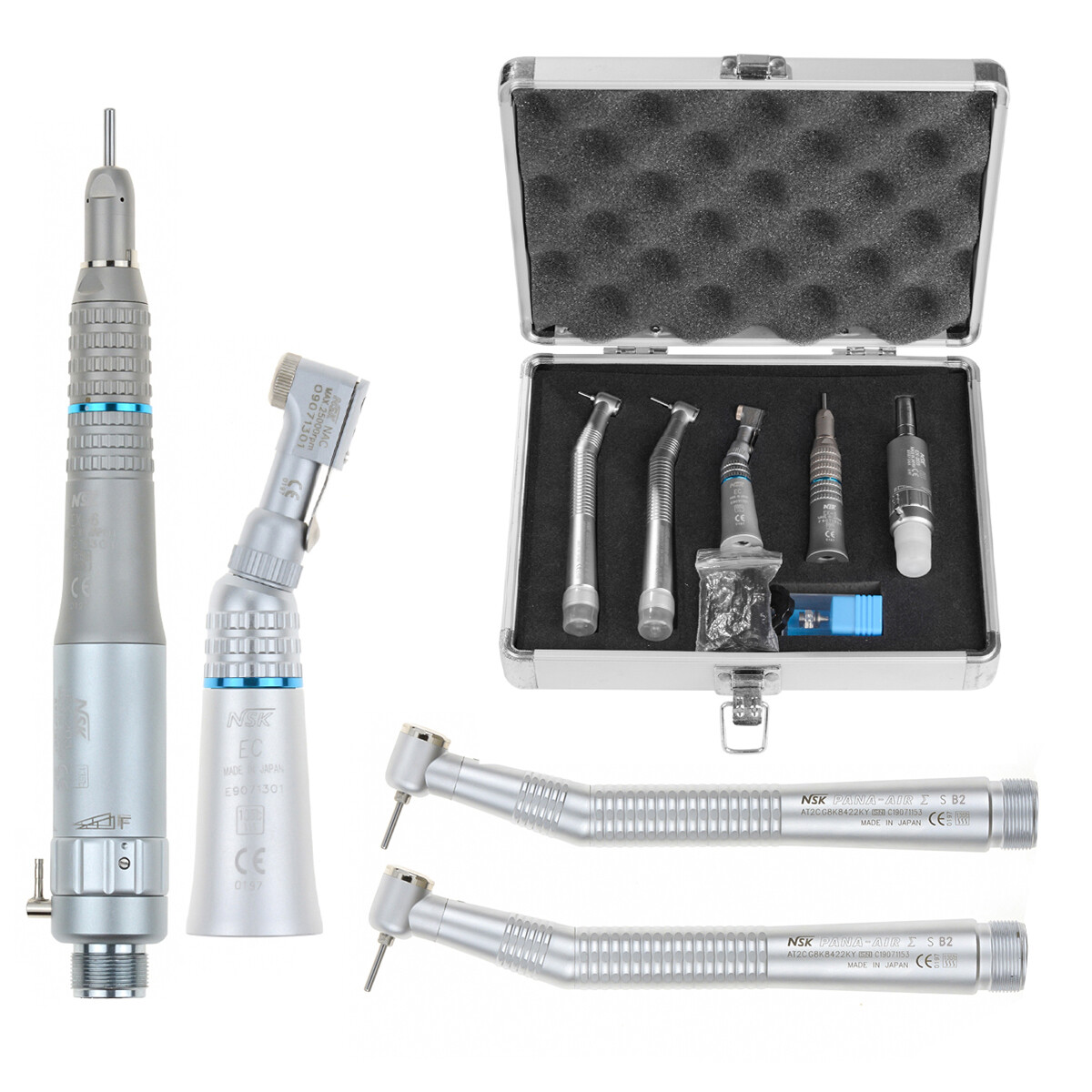 Nsk Style Dental High Speed+Low Speed Handpiece Kit Wrench Type 2H Aluminum Box