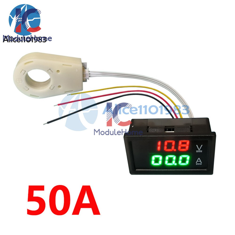 DC0-300V 50/100/200/400A Digital Current Voltage Meter Hall Ammeter Voltmeter