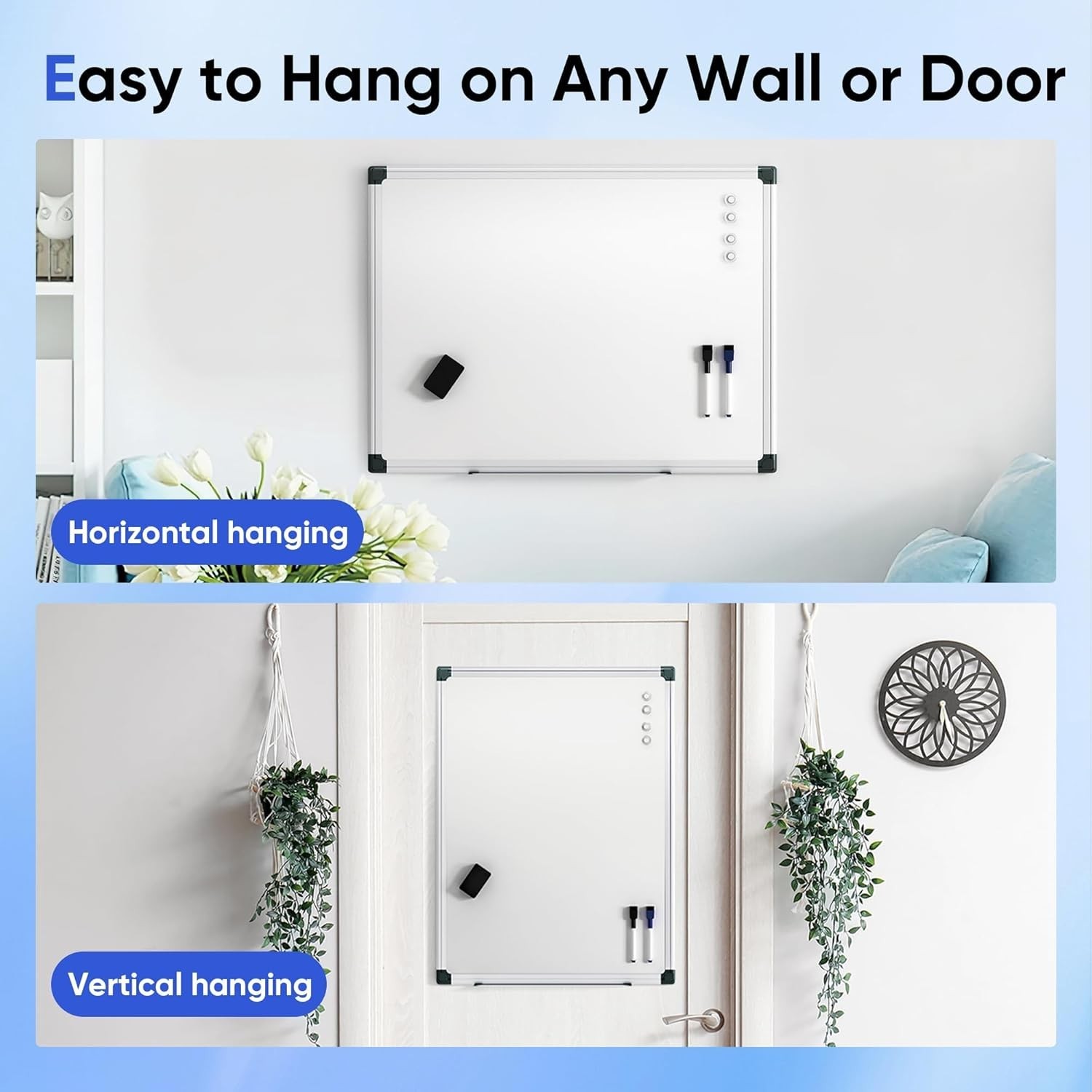 36″ x 24″ Magnetic Whiteboard for Wall, Dry Erase Board with Silver Aluminum …