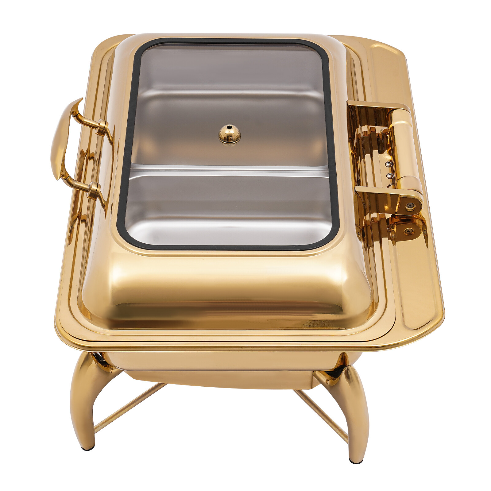 Gold 9QT Roll Top Chafing Dish Buffet Set Stainless Steel with Fuel Holder Home