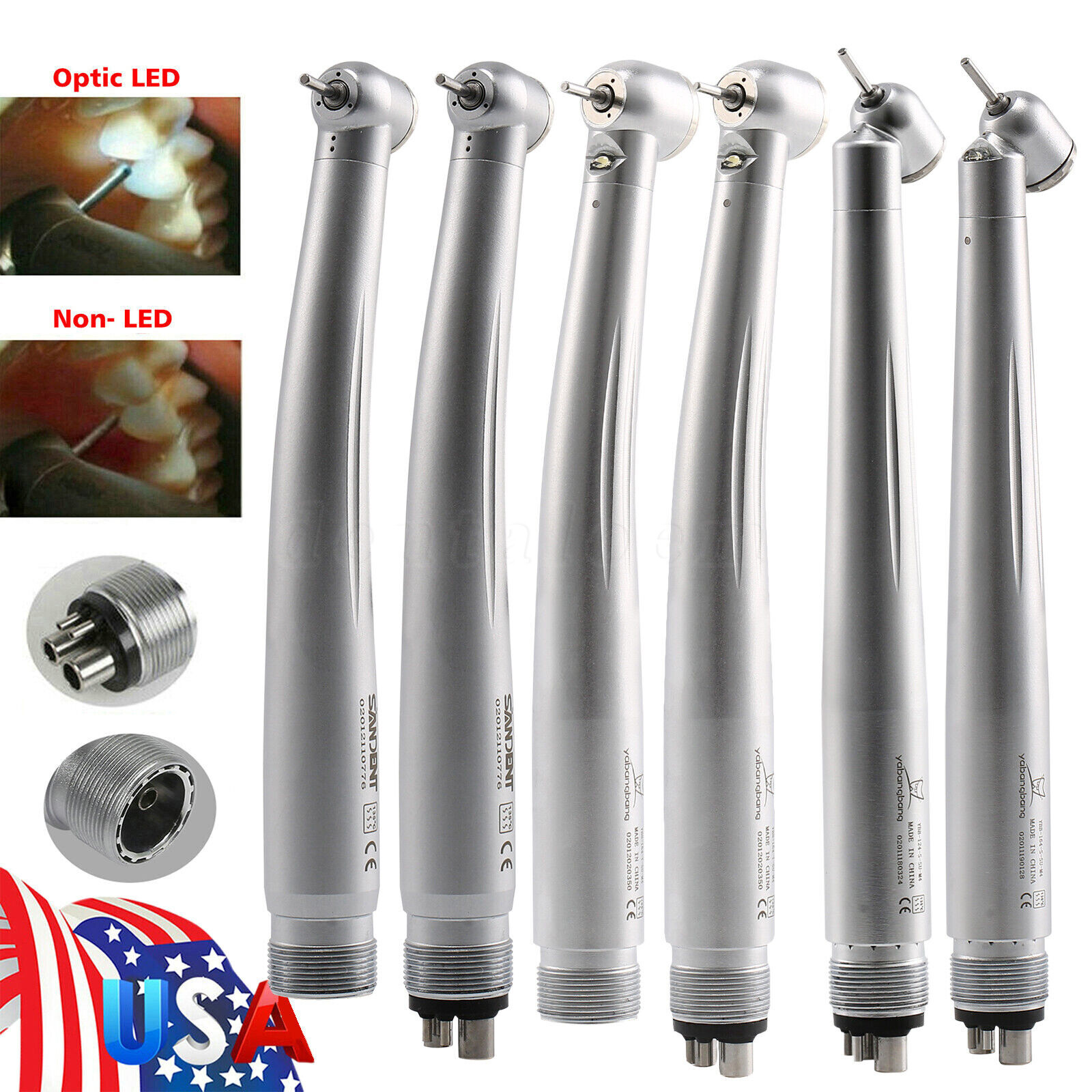 Dental (LED E-generator) High Speed Handpiece Push Button 2Holes/4Holes Surgical