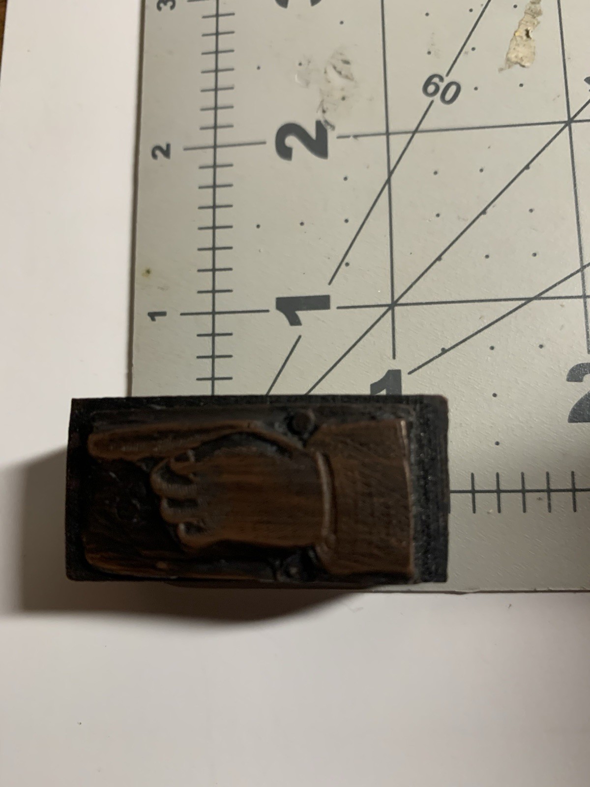 Vintage Small Letter Press Printing Block Pointing Finger Hand! Small Rare