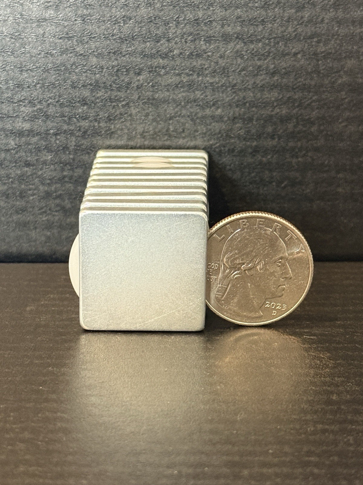 Neodymium Magnets 10 Pack Nickel Coated 1 Inch Square Silver 1”x 1”x 1/8” N42