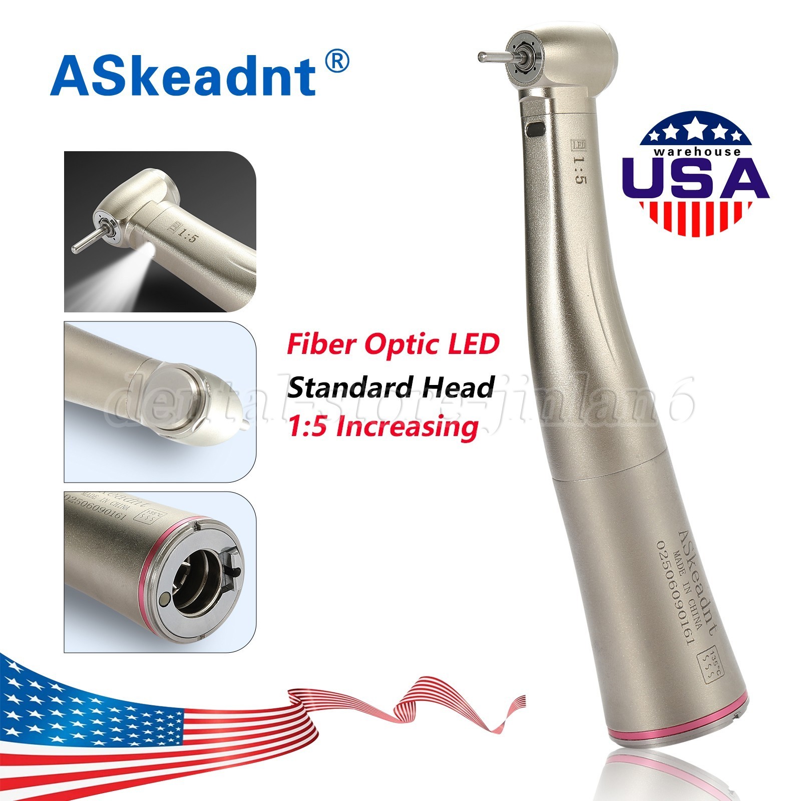 ASkeadnt Dental 1:5 Increasing Contra Angle Handpiece Fit E-type Motor